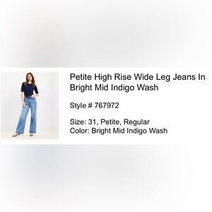 LOFT Bright Mid Indigo Wash Wide Leg Jeans